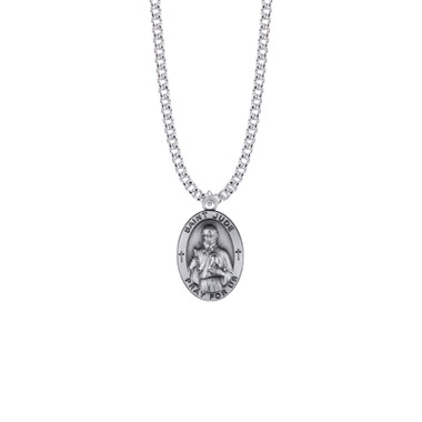 St. Jude Necklace - Sterling Silver Pendant on 24" Stainless Chain