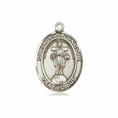 Our Lady of All Nations Medal - Sterling Silver Oval Pendant (3 Sizes)