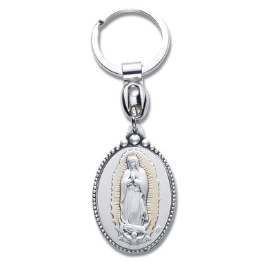 Our Lady of Guadalupe Sterling Silver Inset Key Chain - Gift