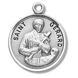 St. Gerard Medal - Sterling Silver - On 20" Stainless Chain - Sterling ...