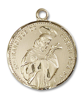 Gold St Francis Of Assisi Medal Necklace 3989GF/18GF - Rosarycard.net