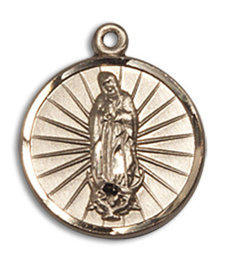Our Lady of Guadalupe Medal - 14kt Gold 5/8" x 1/2" Round Pendant (0601F)