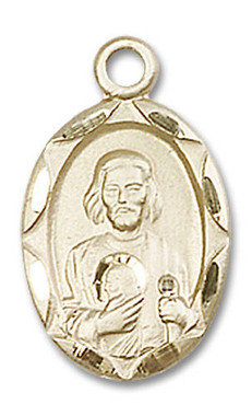 St. Jude Medal - 14kt Gold 3/4" x 3/8" Oval Pendant (0612J)