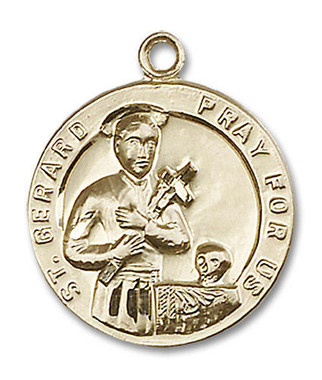 St. Gerard Medal - 14kt Gold 7/8" x 3/4" Round Pendant (0701G)
