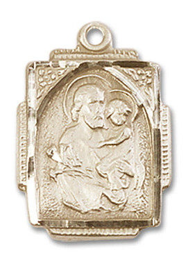 St. Joseph Medal - 14kt Gold 3/4" x 1/2" Rectangular Pendant (0804K)