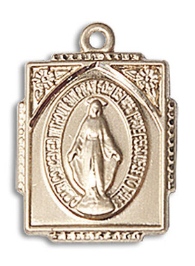 Extra Large Miraculous Medal - 14kt Gold 1 3/8 x 1 1/4 Round