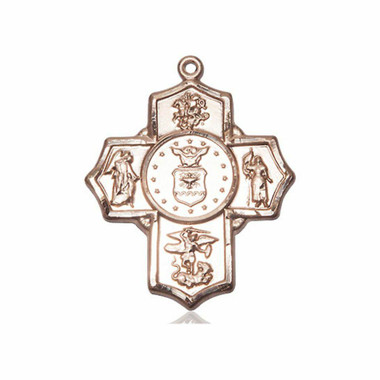 Large Air Force 5-Way Medal - 14kt Gold 1 1/4" x 1" Pendant (5790)