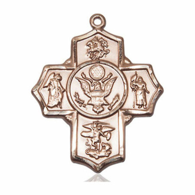 Large Army 5-Way Medal - 14kt Gold 1 1/4" x 1" Pendant (5790)