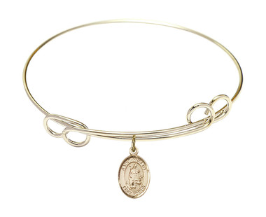 Hubert Of Liege Charm On A 6 1/4 Inch Round Eye Hook Bangle Bracelet St Hubert Of Liege Charm On A 6 1/4 Inch Round Eye Hook Bangle Bracelet St