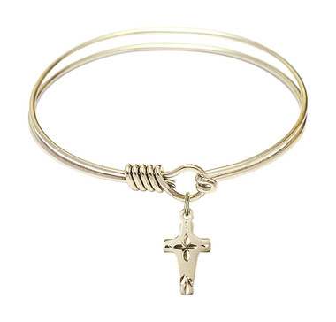 Sideways cross bangle bracelet in Sterling Silver, White Gold, Rose gold,  Yellow Gold