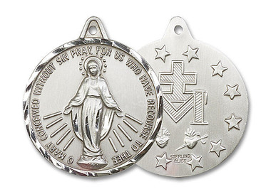 Extra Large Miraculous Medal - 14kt Gold 1 3/8 x 1 1/4 Round Pendant  (0203M)