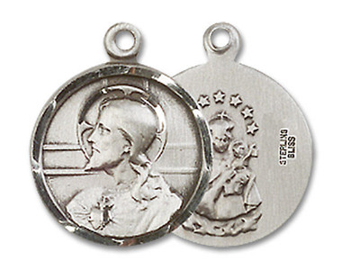 Scapular Medal - Sterling Silver 5/8" x 1/2" Round Pendant (0601SSS)