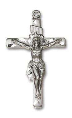 Large Crucifix Pendant - Sterling Silver 1 1/4