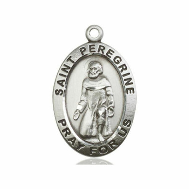 Large St. Peregrine Medal - Sterling Silver 1" x 5/8" Oval Pendant (4026SS)