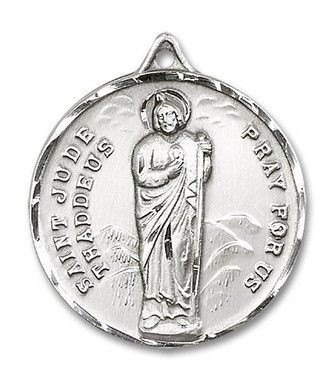Extra Large St. Jude Thaddeus Medal - Sterling Silver 1 3/8" x 1 1/8 ...