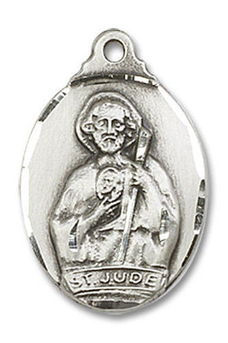 St. Jude Medal - Sterling Silver 7/8" x 1/2" Oval Pendant (0599JSS)