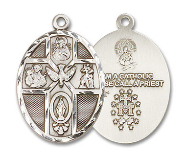 5-Way Holy Spirit Medal - Sterling Silver 1 7/8