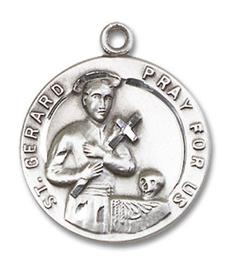 St. Gerard Medal - Sterling Silver 7/8" x 3/4" Round Pendant (0701GSS)
