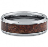  Tungsten  Ring  With Wood- 8mm wide