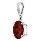 Oval Garnet Pendant in White Gold