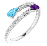 Topaz and Amethyst By-Pass Ring