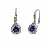 Halo Sapphire Lever-Back Earrings