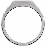 14K White .08 CTW Natural Black Diamond 23.5 mm Geometric Signet Ring