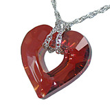 "Miss U" Heart in Red Magma Crystal 