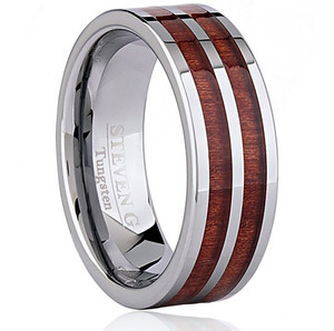 Tungsten Ring with Wood Inlay
