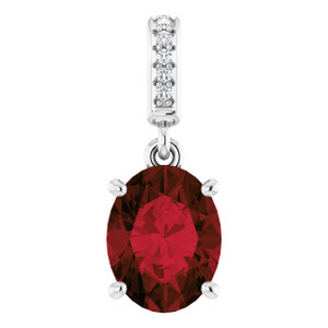 Oval Garnet Pendant in White Gold