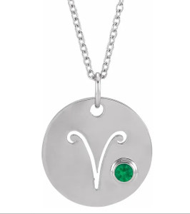 Aries Zodiac Pendant with Emerald