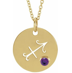 Sagittarius Zodiac Pendant with Amethyst