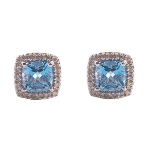 Blue Topaz Halo Studs Blue Topaz Halo Studs
