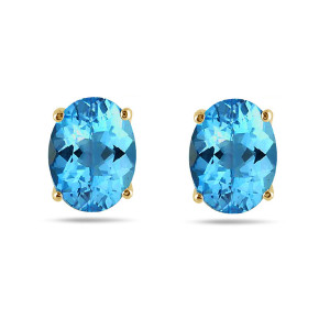 Blue Topaz Studs in Yellow gold