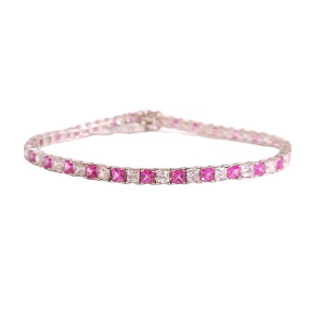 Pink and Clear CZ Tennis Bracelet