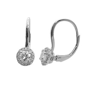 Halo Diamond Lever-Back Earrings Halo Diamond Lever-Back Earrings