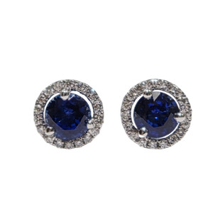 Round Sapphire Halo Studs