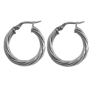 White Gold Twisted Hoops