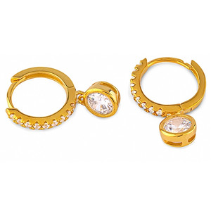 Huggies with Bezel CZ Dangles