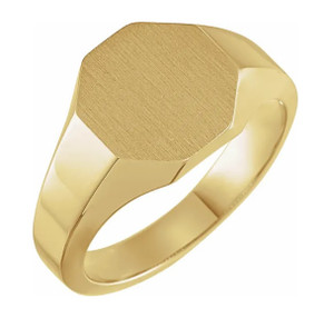 14K Yellow 12.4x12.1 mm Octagon Signet Ring