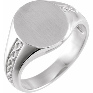 10K White 15.3x13 mm Signet Ring