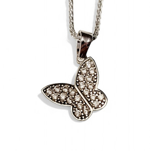 WG CZ Butterfly Pendant