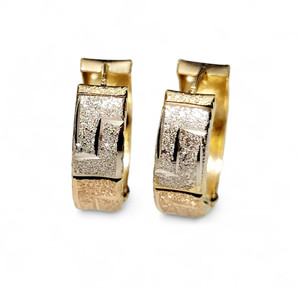 3-colour Gold Huggies with Greek-Key