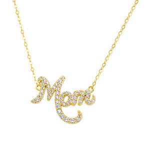 Mom Necklace with CZs