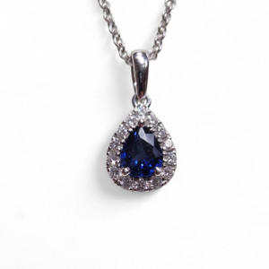 Halo Pendant with Blue Sapphire