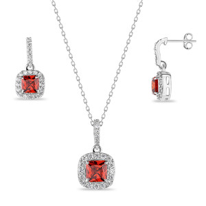 Red CZ Halo Set