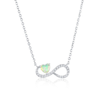 Infinity Necklace with Opal Heart CZ