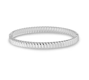 Ribbed Bangle in Silver