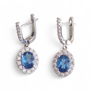 Blue Topaz CZ Earrings