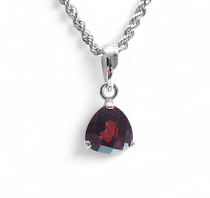 Triangle Garnet Pendant WG